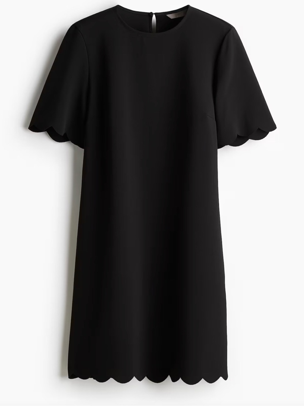 H&M Black Scalloped Shift Dress